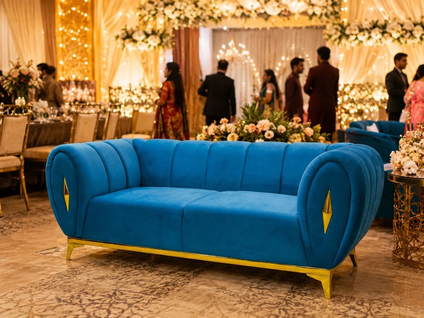 Premium cushion sofa for wedding and event lounges supplied by TentMart