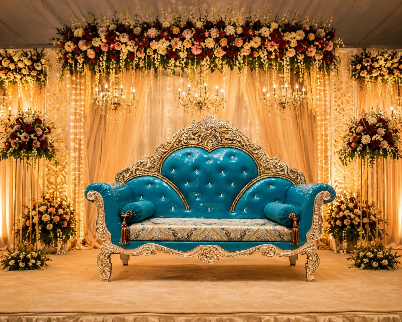 Premium jaimala sofa for wedding stages supplied by TentMart