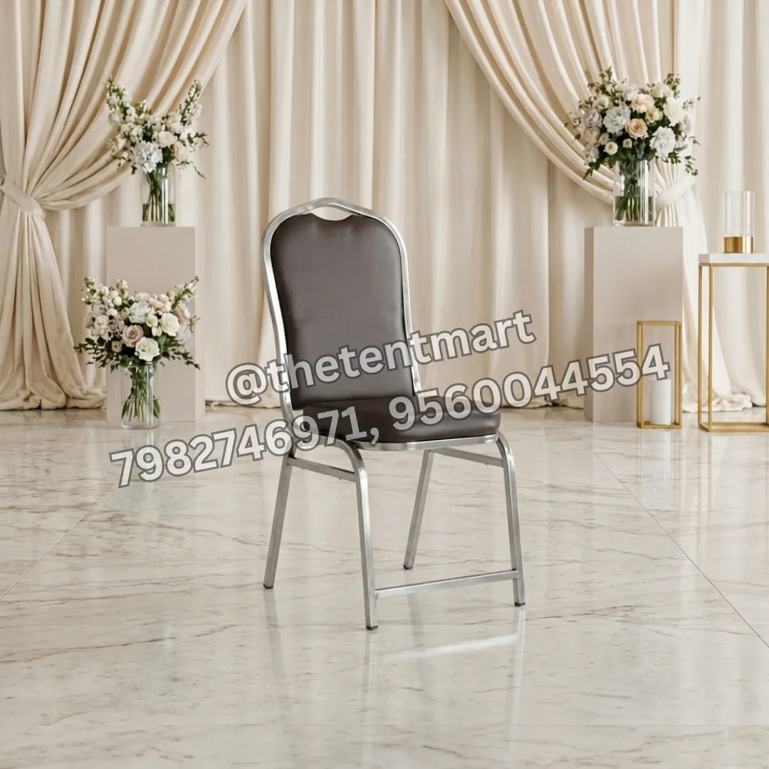 Mandirnuma Black Stainless Steel Banquet Chair with 1" Pipe, product code BC-110