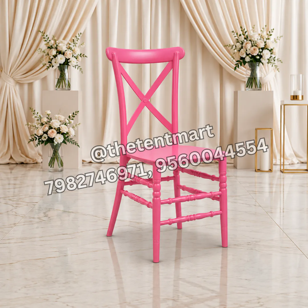 Cross Back Pink Plastic Banquet Chair, product code BC-186