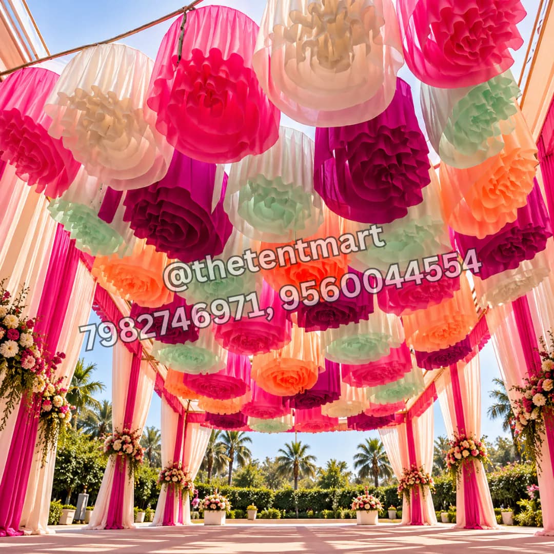 Beautiful Vibrant Multicolour Shamiana Ceiling for Tents, product code CL-142