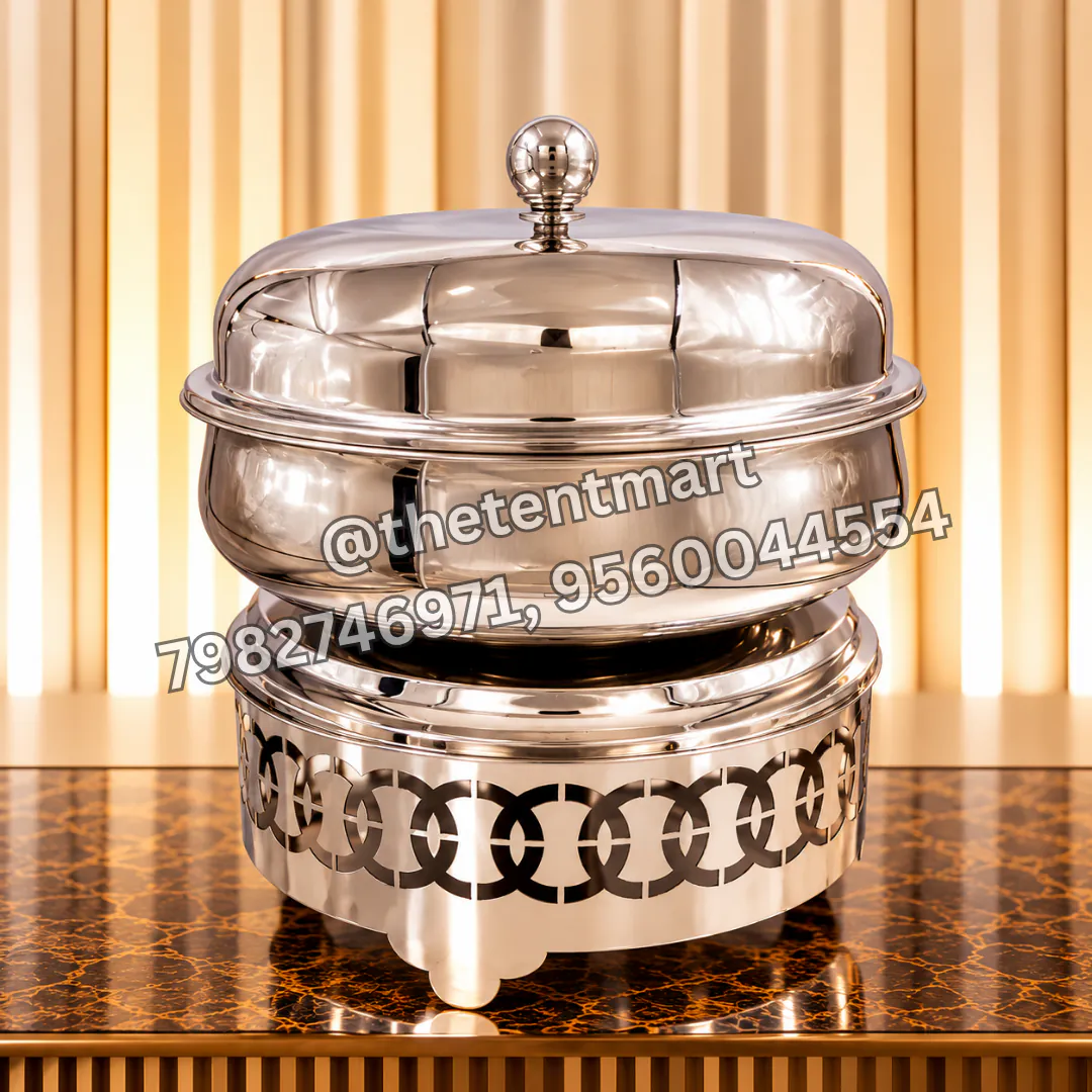 Silver Round Serving Dish with Designer Base, product code SD-659