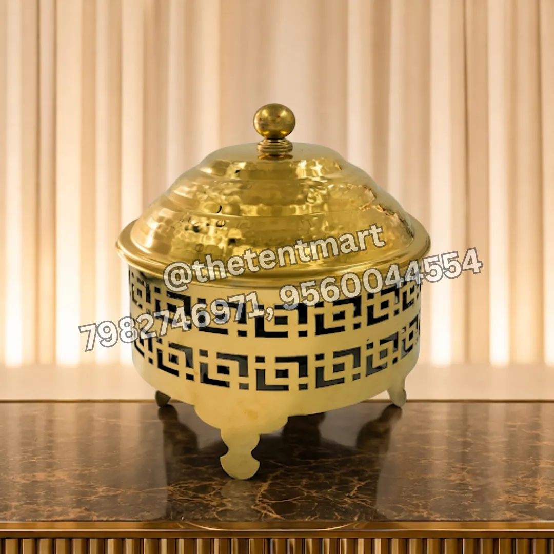 Stainless Steel Gold PVD Chafing Dish with Round Laser-Cut Base, product code SD-663