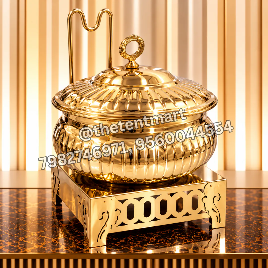 3-Liter Stainless Steel Serving Dish with Designer Square-Shaped Base and Hanger, product code SD-712