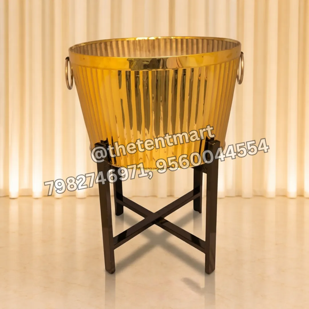 Stainless Steel Golden Round Dustbin, product code CA-455