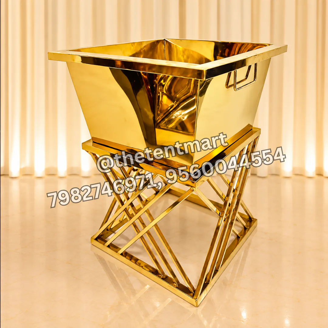 Gold-Coated Stainless Steel Square Dustbin, product code CA-462