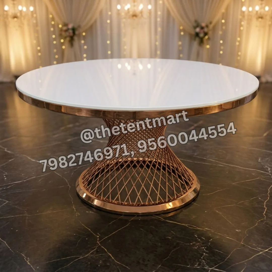 Rose Gold Base Round Marble Imported Table, product code ICH-77