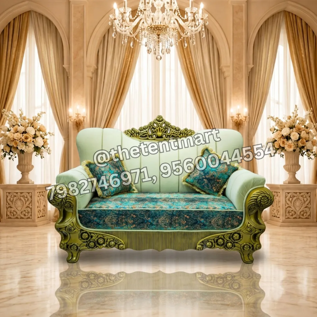 White and Blue Premium Malaysia Jaimala Sofa with Cushions, product code MWS-003