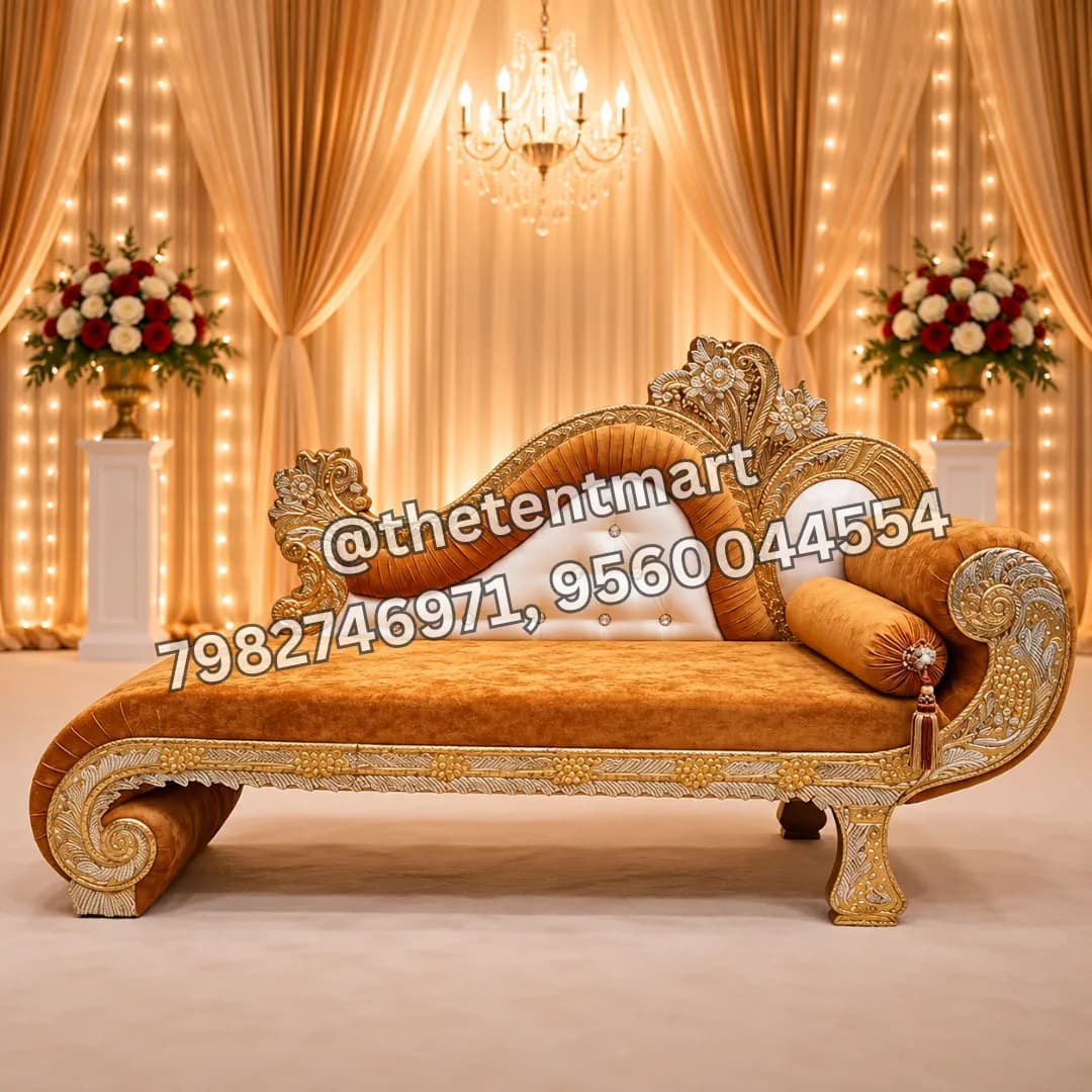 Curve Back Orange Designer Wedding Stage Sofa, product code CSV-09