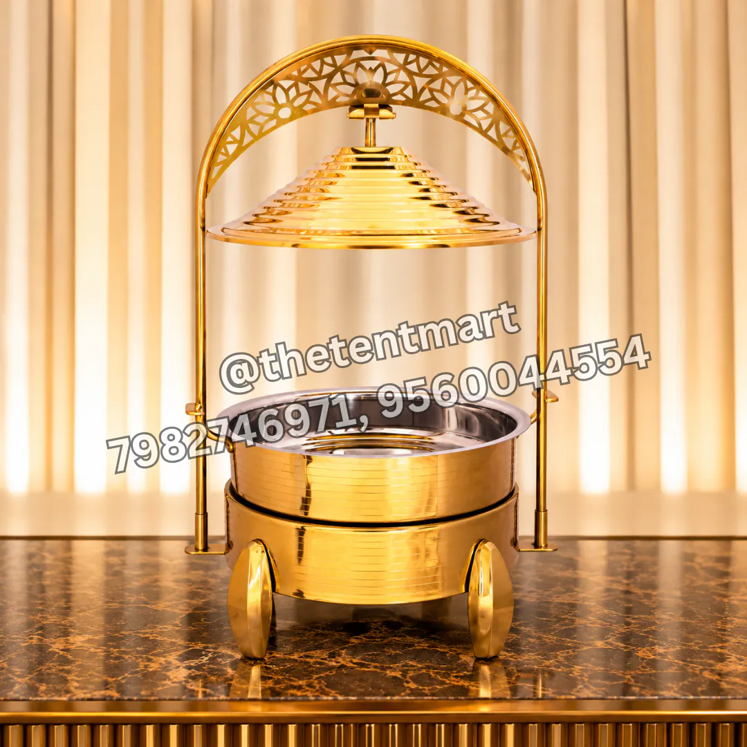 Beautiful Round Golden Serving Dish with Hanger, product code SD-469
