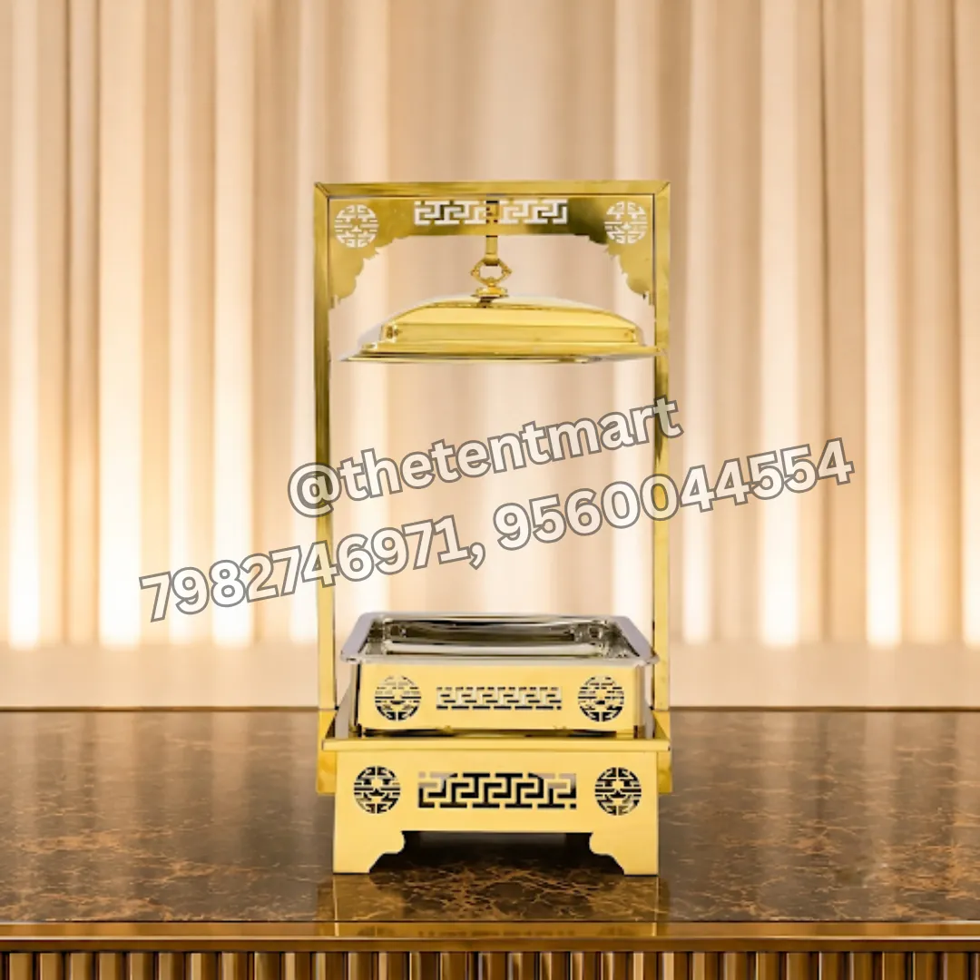 Laser-Cut Design Golden PVD Serving Dish with Hanger, product code SD-612