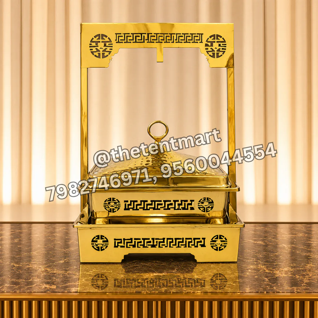 Square-Shaped Golden PVD Serving Dish with Hanger, product code SD-667