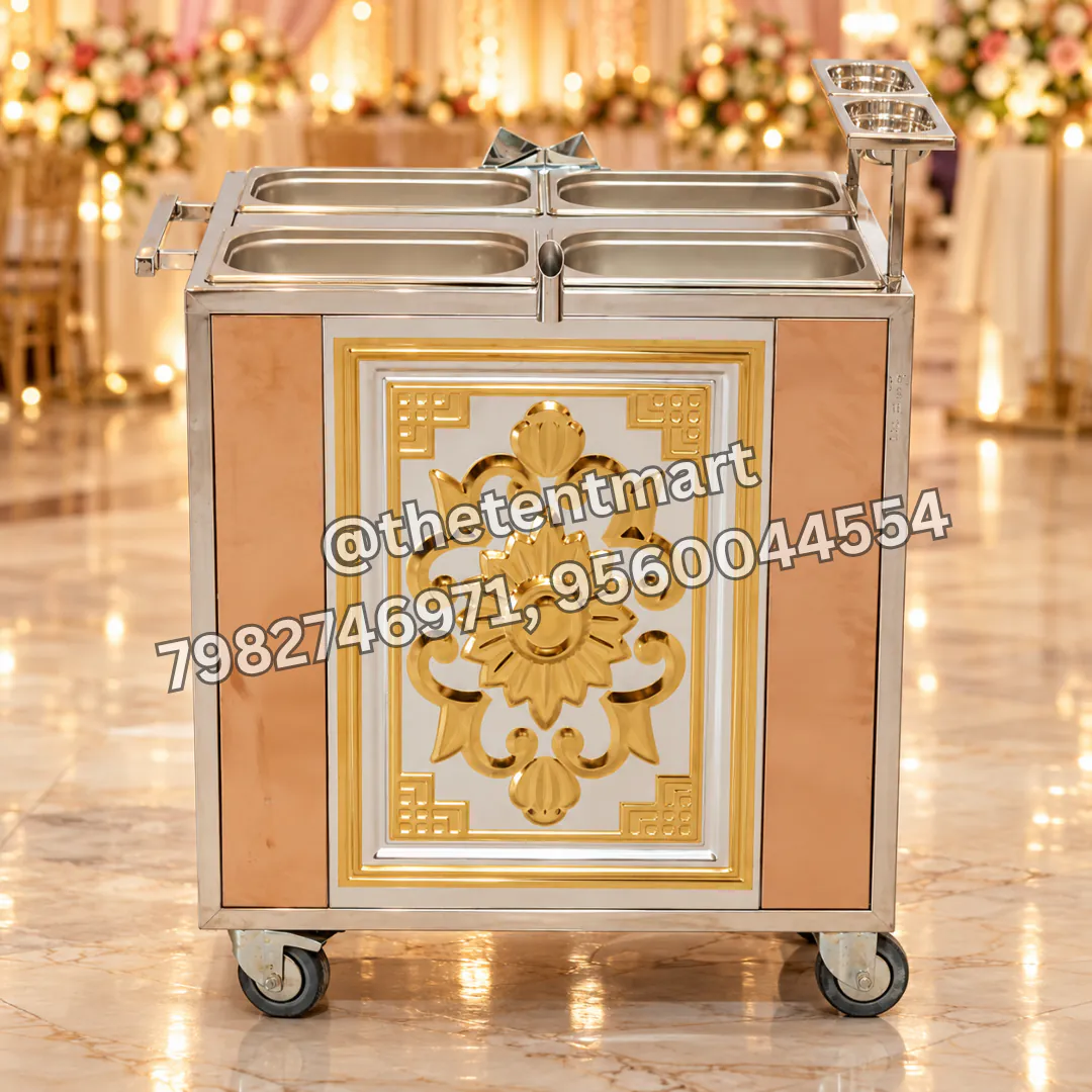 4-Pot Golden Designer Snacks Trolley, product code CA-425