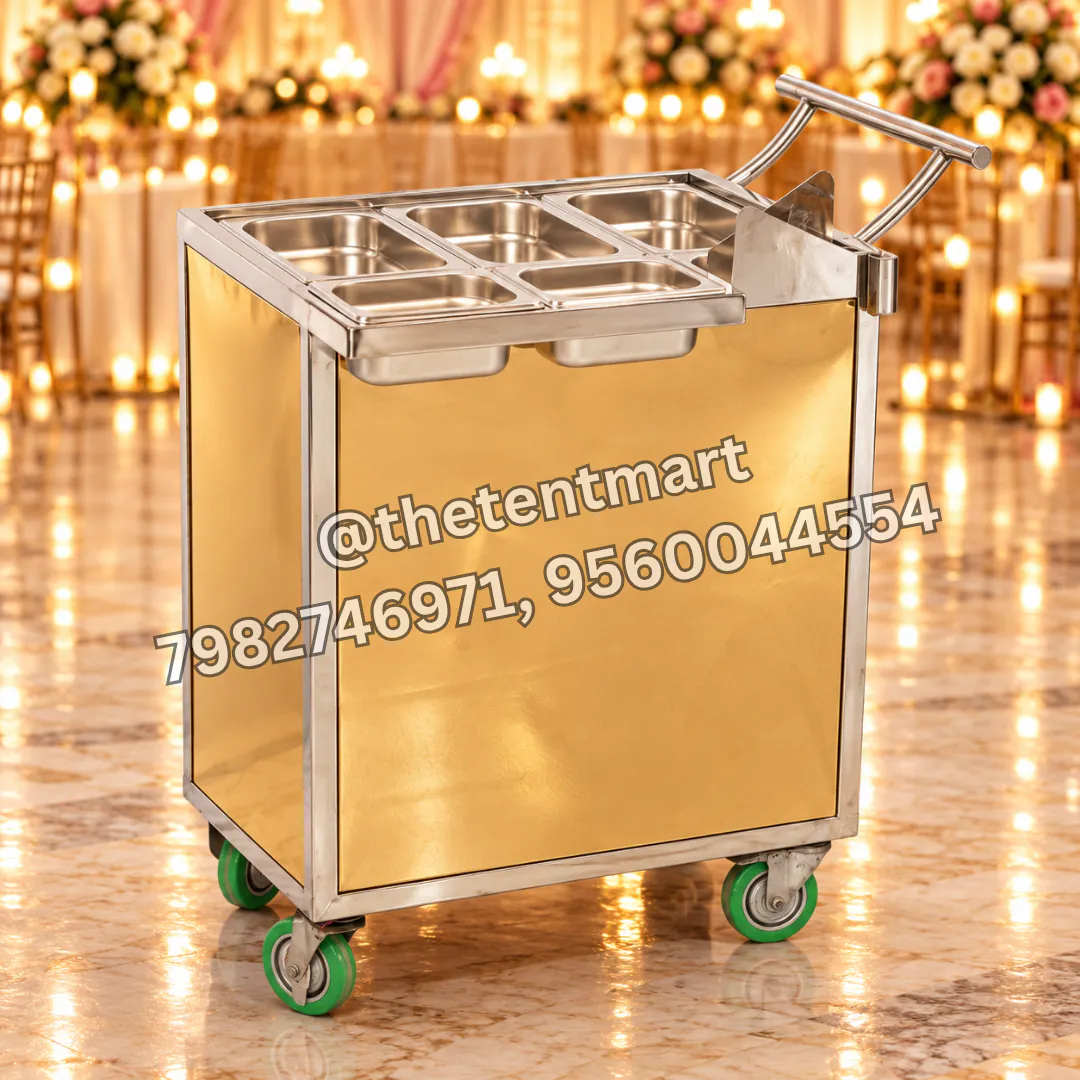 Standard Stainless Steel Snack Trolley with Plain Side Tray, product code CA-451