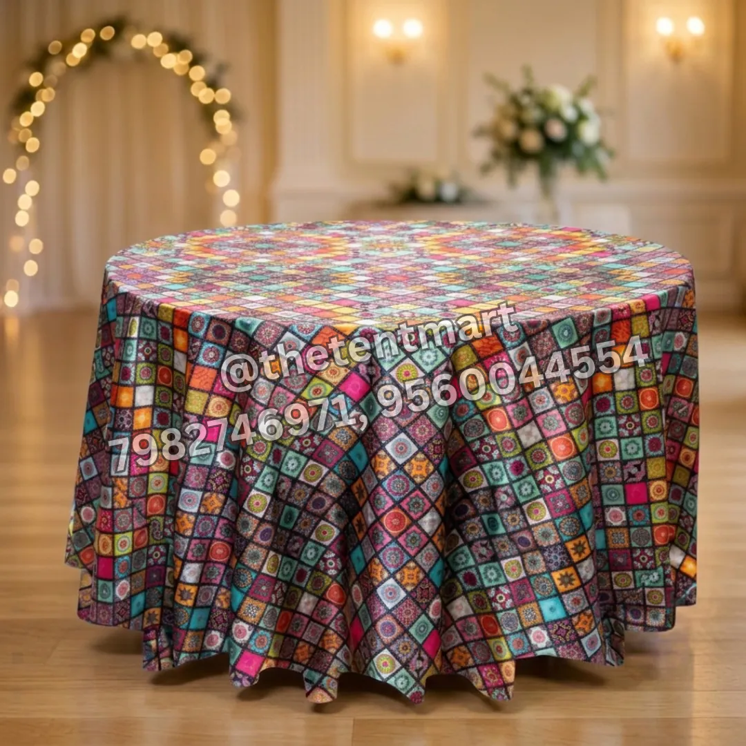 Multicolour Block Design Table Cover, product code RTF-130