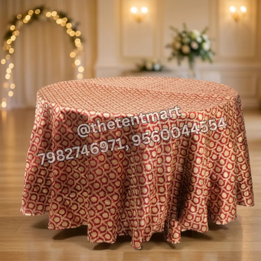 Brown and Golden Grid Design Table Cover, product code RTF-144