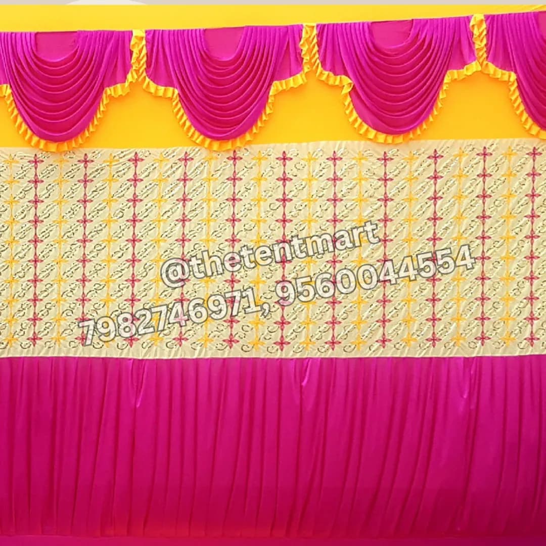 Pink and Yellow Lycra Curtain with Beautiful Pattern Draping, product code CT-172