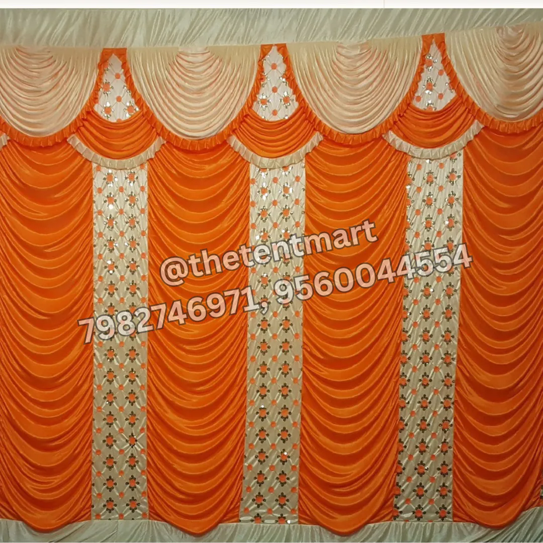 Designer White and Orange Lycra Curtain, product code CT-200
