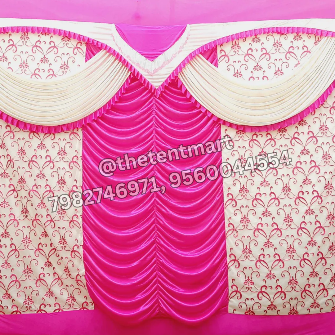 Pink and White Net Curtain with Stylish Draping, product code CT-306