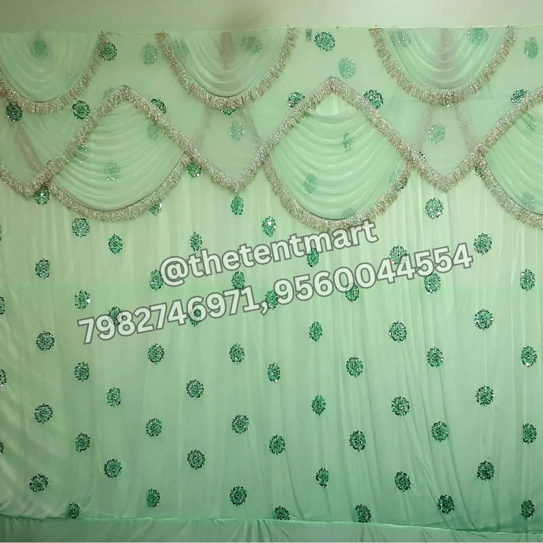 Green Galaxy Curtain with Layered Top Draping, product code CT-340