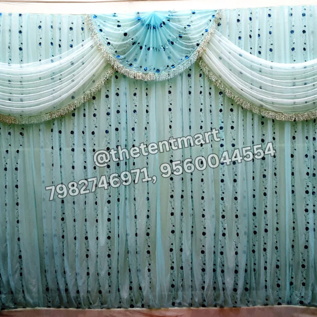 Blue and White Galaxy Curtain with Wave Draping, product code CT-342