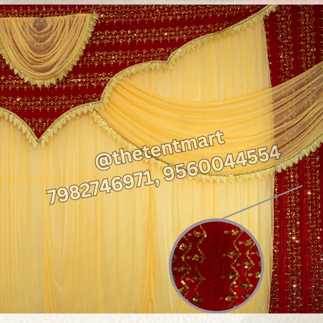 Red and Yellow Designer Velvet Curtain, product code CT-357
