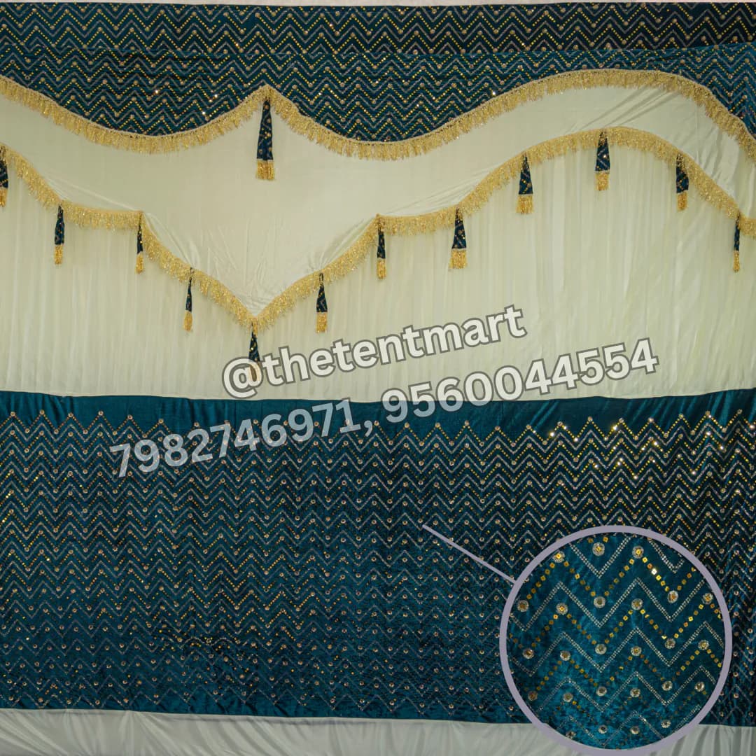 Blue and White Velvet Curtain, product code CT-361
