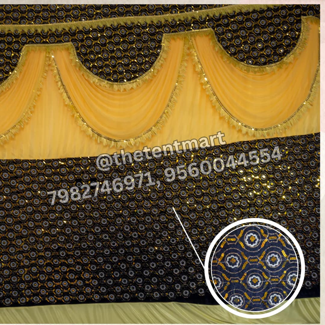 Yellow and Black Designer Velvet Curtain, product code CT-362