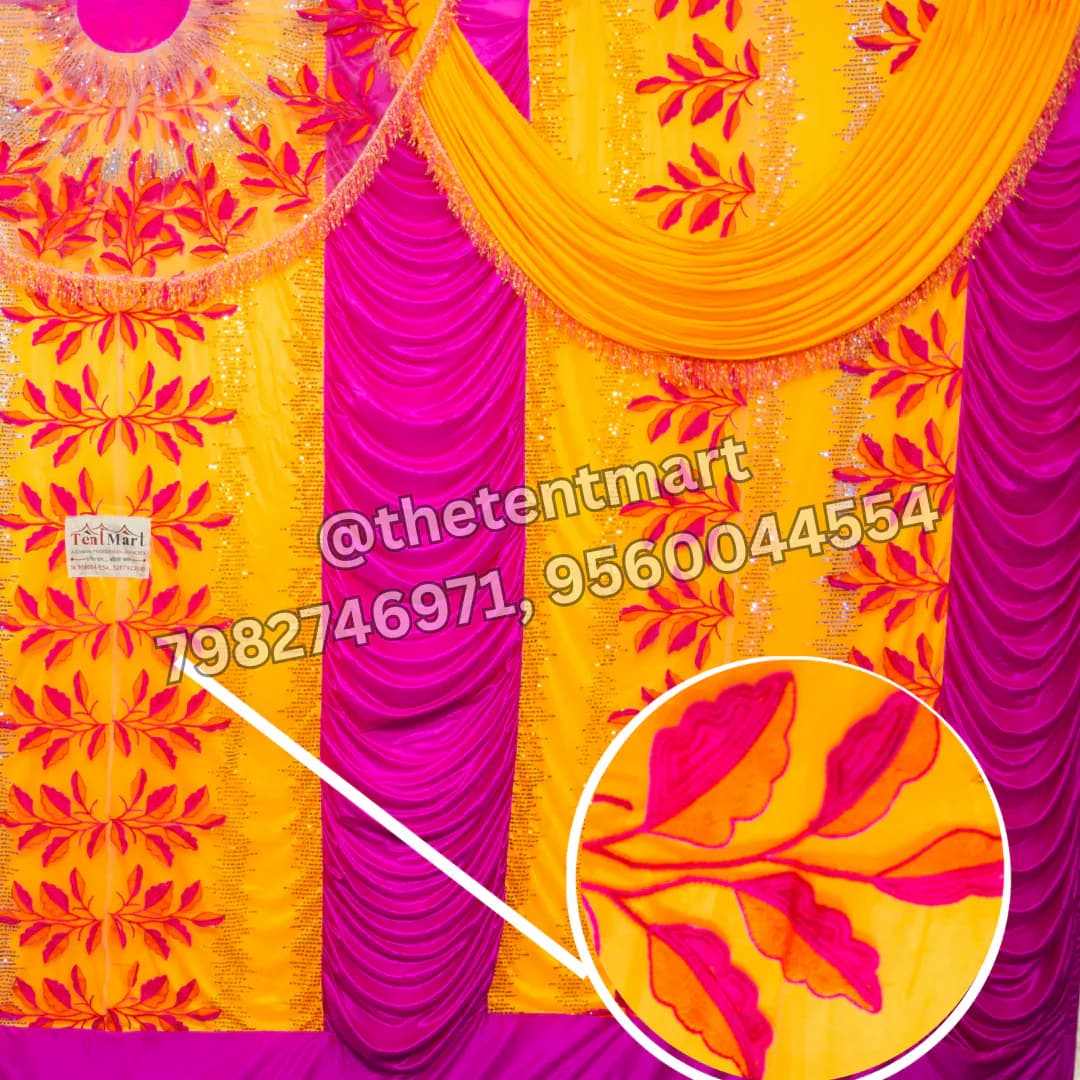 Vibrant Designer Yellow and Pink Net Curtain, product code CT-455