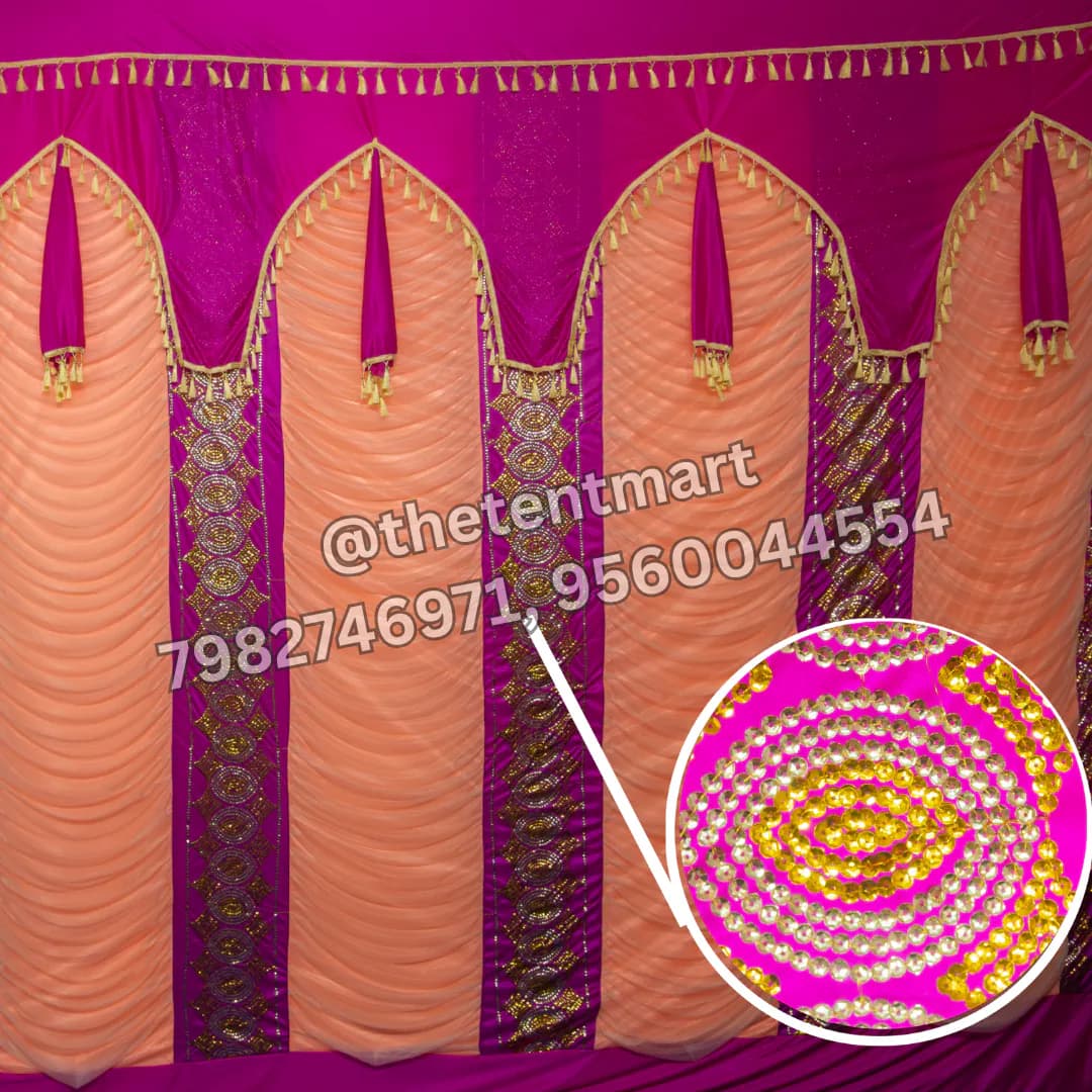 Designer Lycra Tent Side Wall in Pink and Orange, product code CT-534