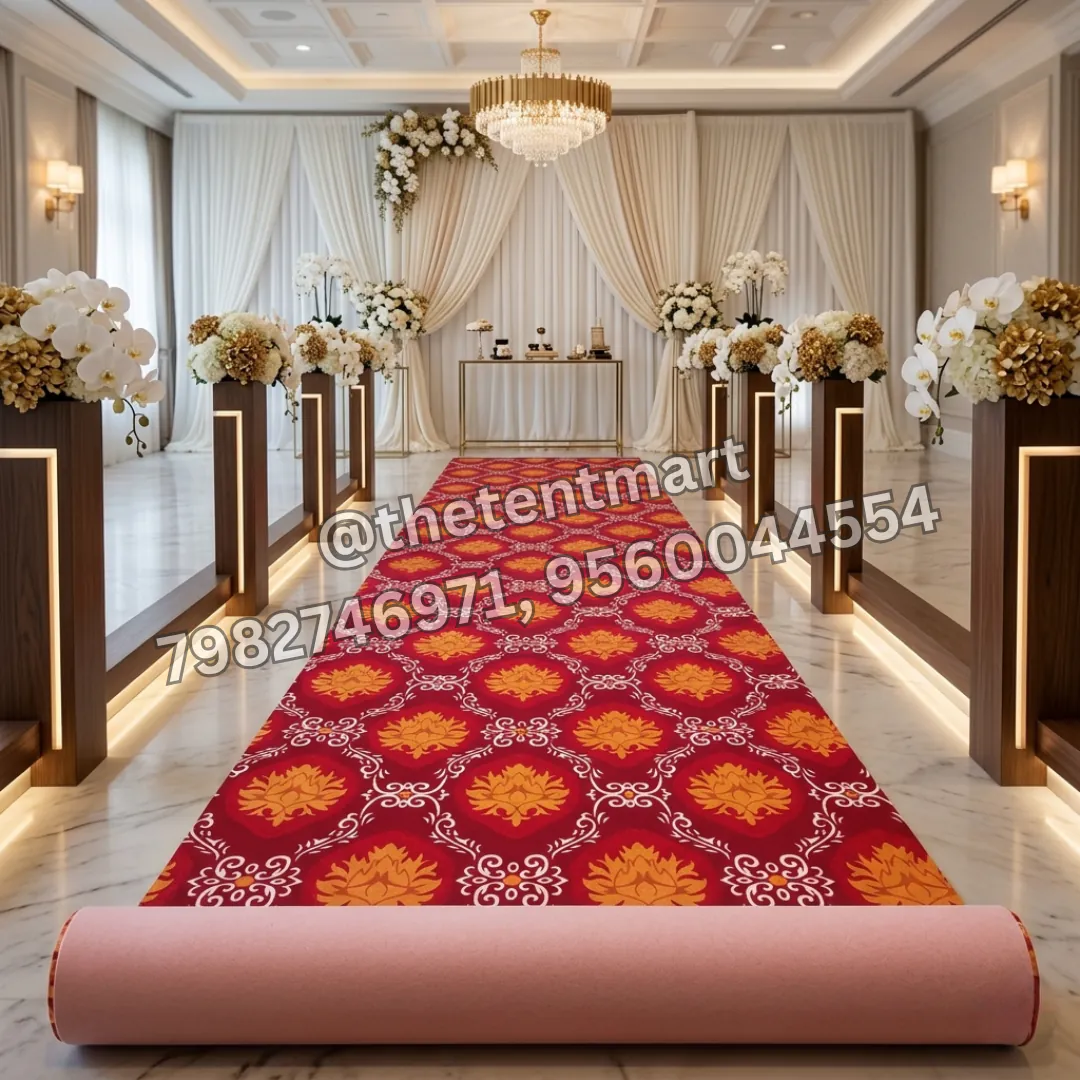 Flower Block Design Rotary Print Non-Woven Tent Carpet, product code FL-106