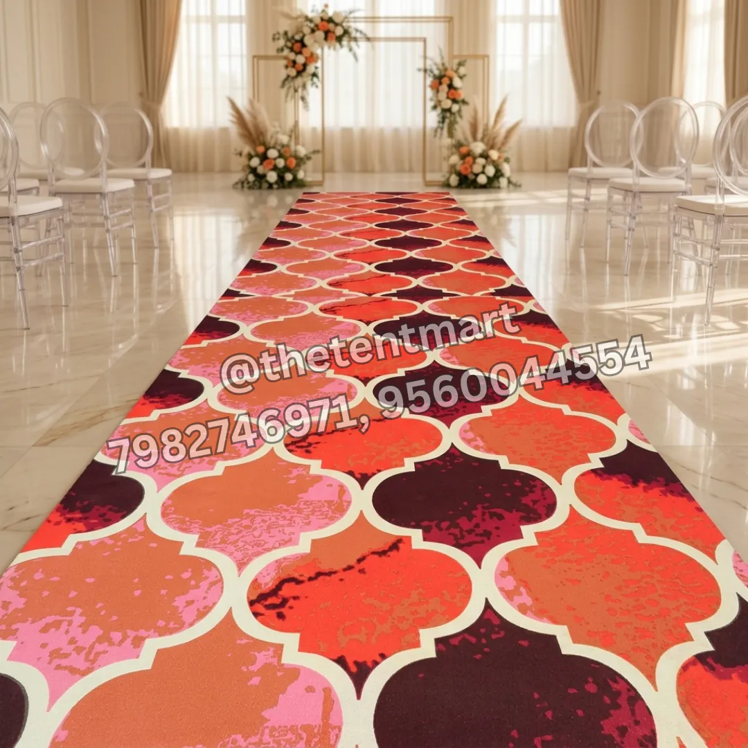 Pink Red and Brown Print Non-Woven Rotary Tent Carpet, product code FL-113