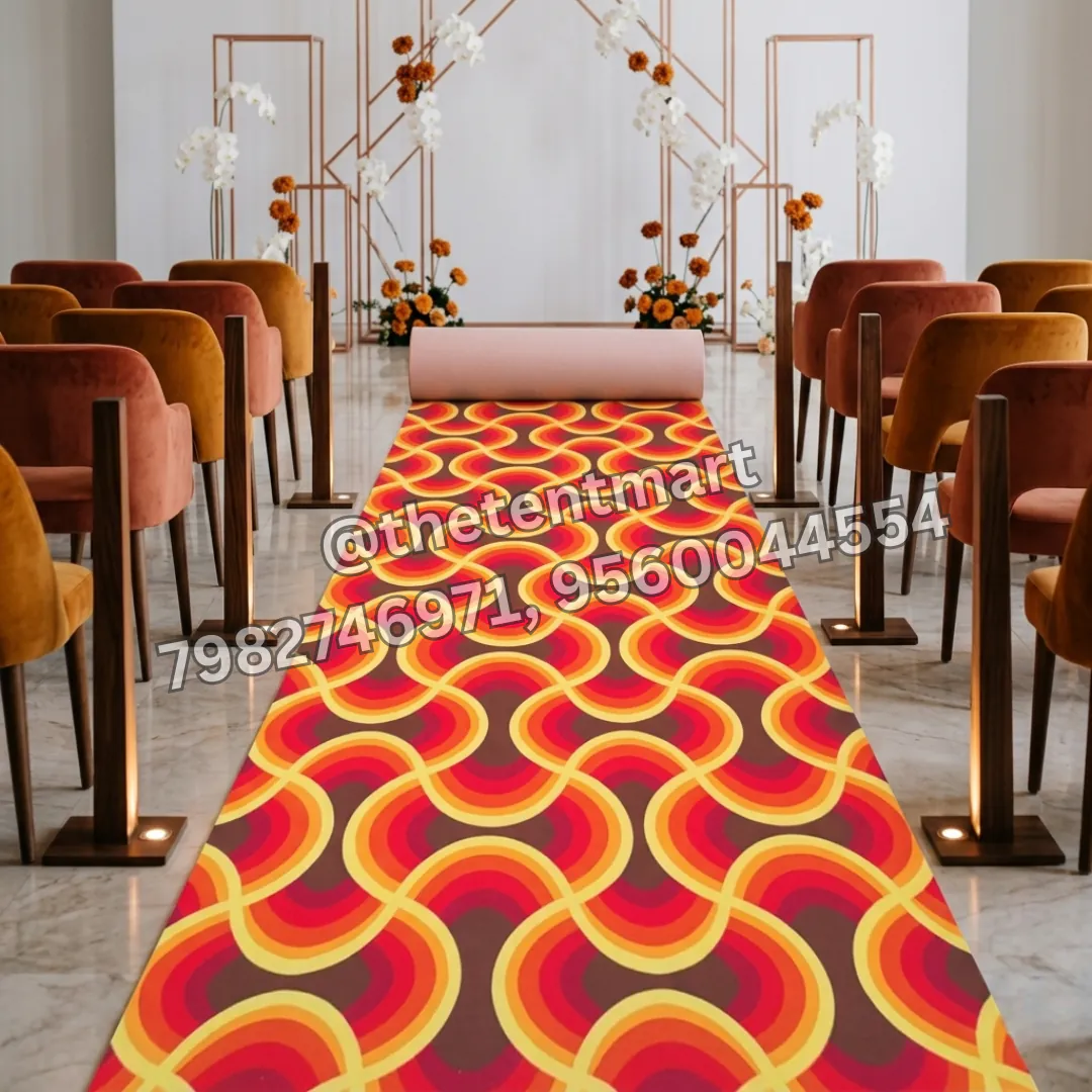 Aesthetic Wavy Design Rotary Print Tent Carpet, product code FL-114