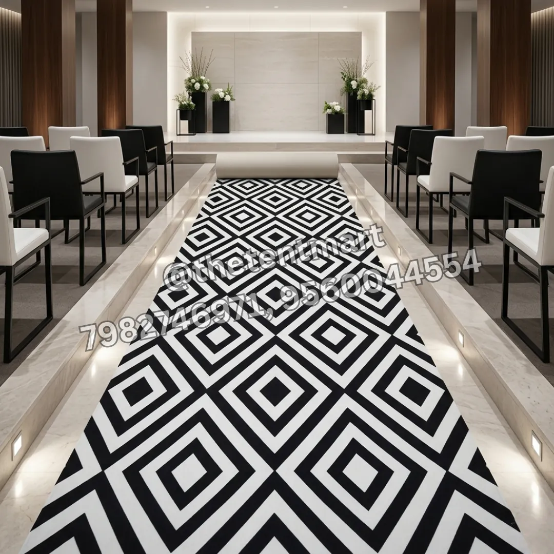 3D Black and White Diamonds Tent Carpet, product code FL-85