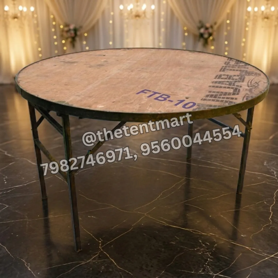 Iron Frame Plywood Round Tent Table, product code FTB-105