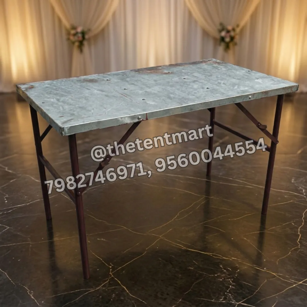 Iron-Framed Rectangular Tent Table with Stainless Steel Top, product code FTB-109
