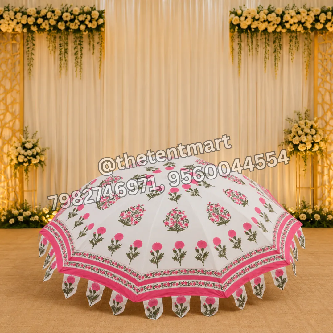 White and Pink Flower Rose Design Umbrella, product code UB-153