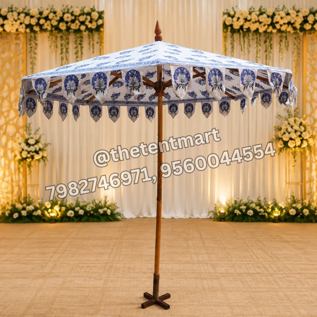 Blue and White Designer Umbrella with Stand, product code UB-169