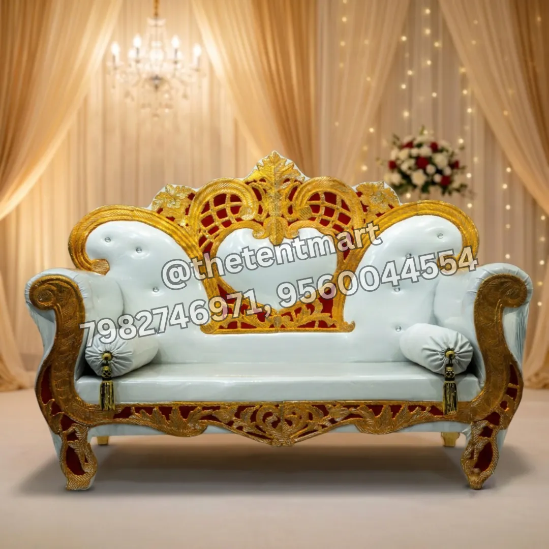 Designer Back White and Golden Jaimala Sofa, product code BMW-006