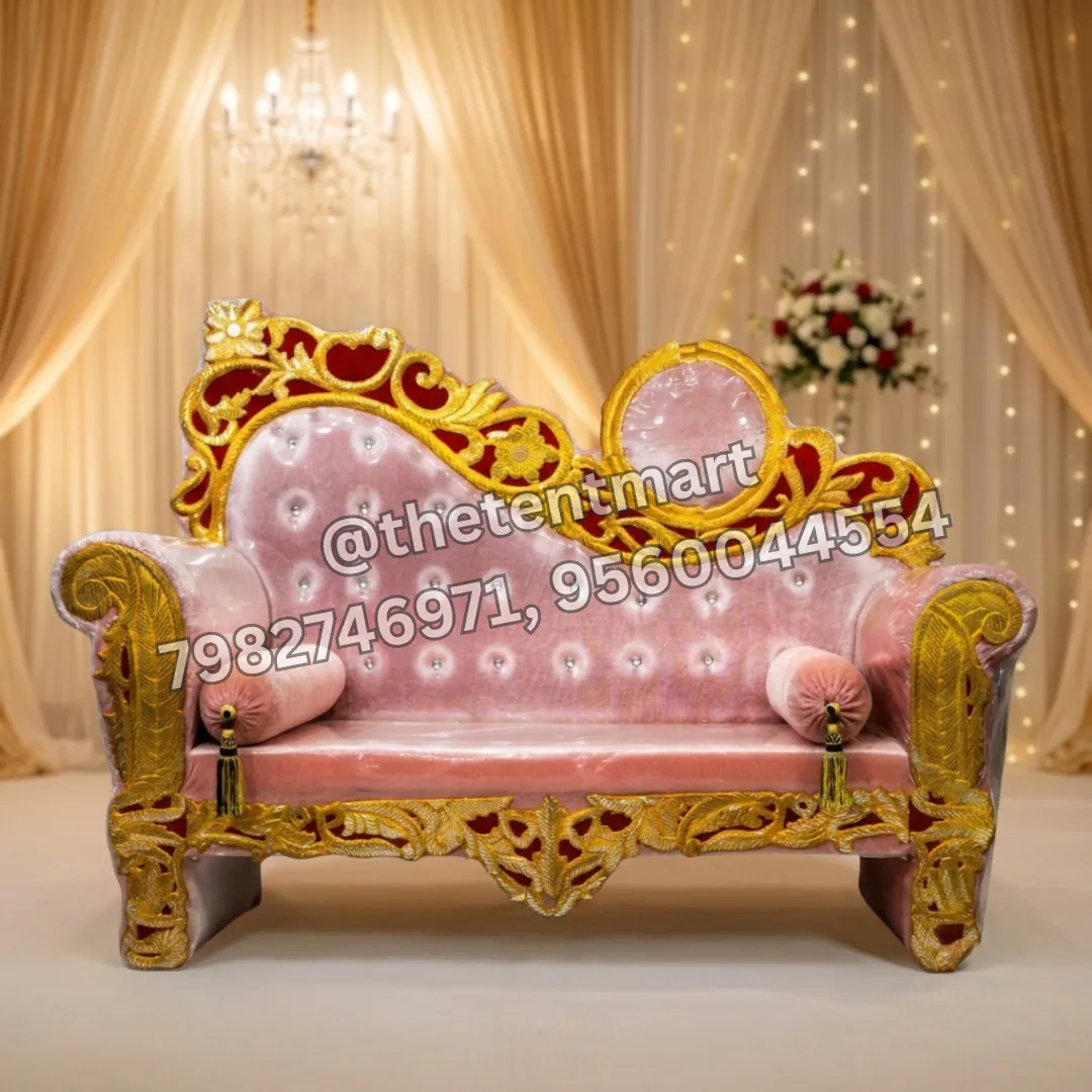 Pink and Golden Tilted-Back Jaimala Sofa, product code BMW-014
