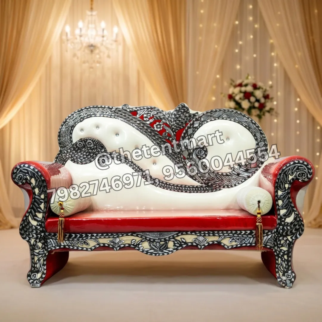 Designer Back Red White and Silver Jaimala Sofa, product code BMW-030