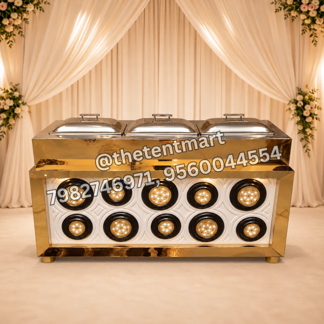 Golden LED Discs Design Catering Counter, product code CA-377A