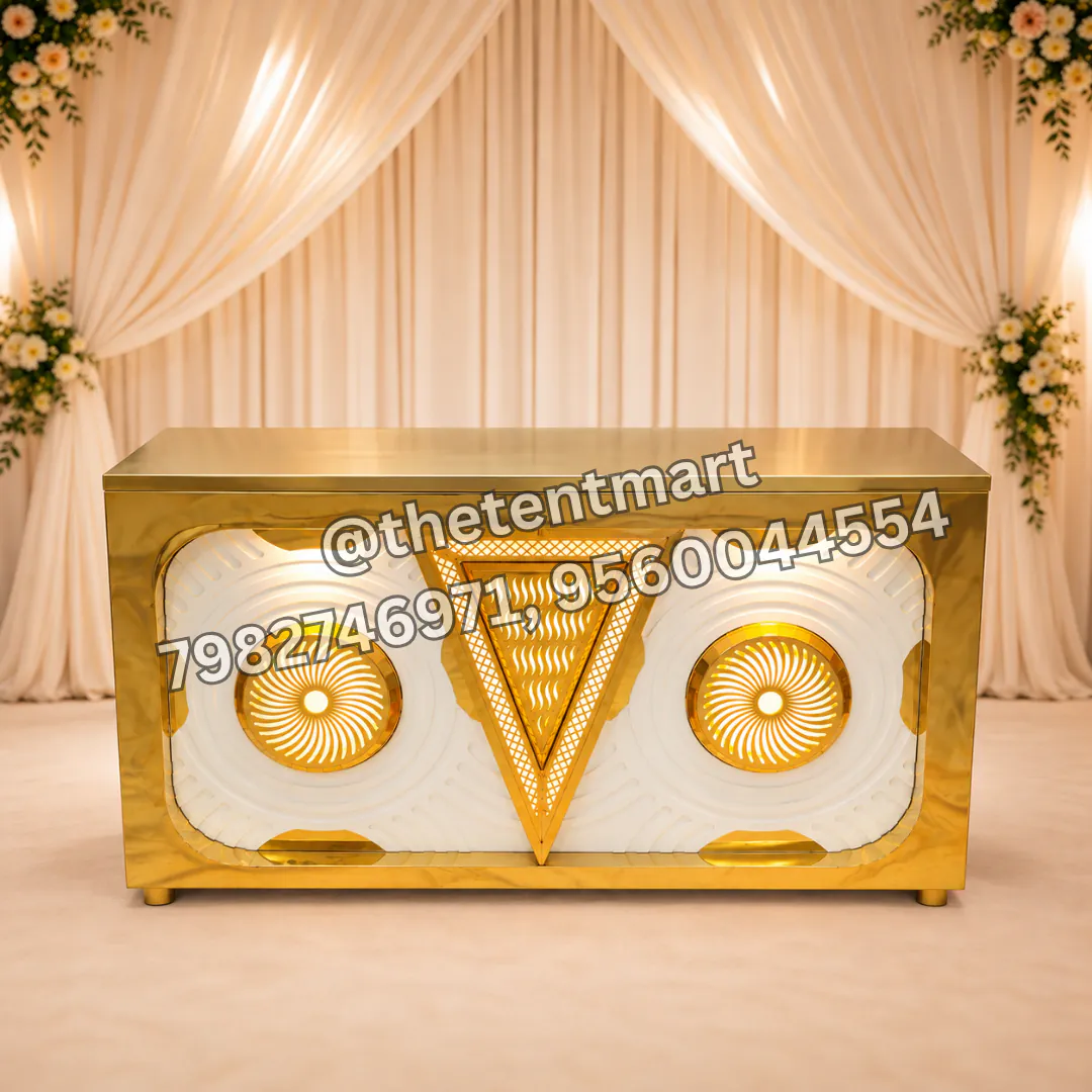 Cassette Look White and Golden Stainless Steel Catering Counter, product code CA-605