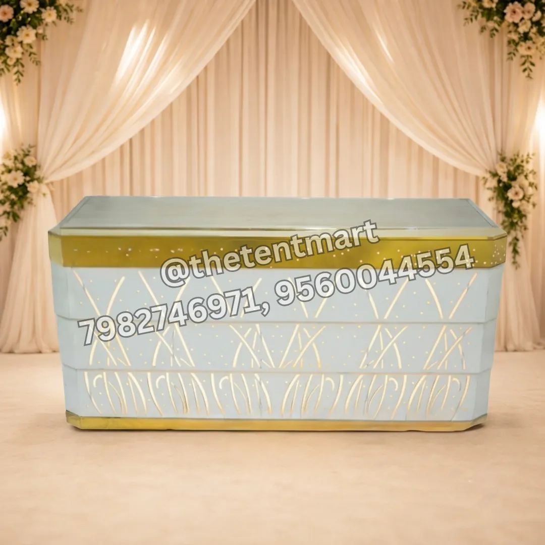 White and Gold Catering Counter with LED Lights, product code CA-613