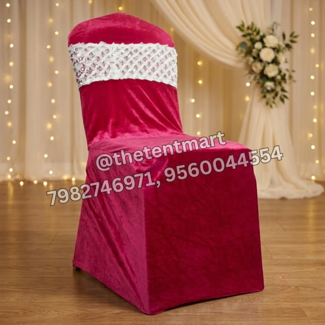 Beautiful Rani Colour Chair Cover with Knitted Back Design, product code CCC-65