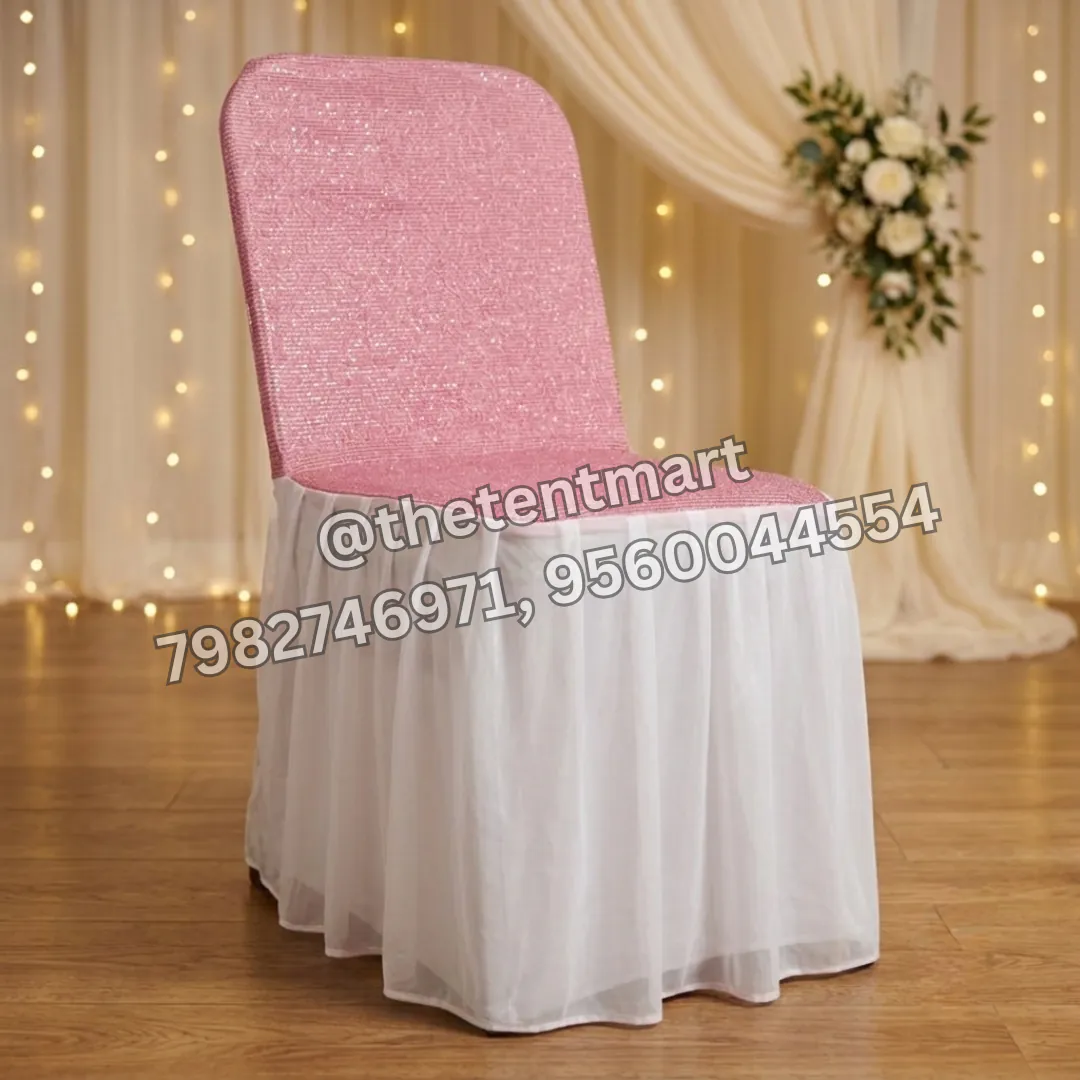 Designer Pink and White Chair Cover, product code CCC-95