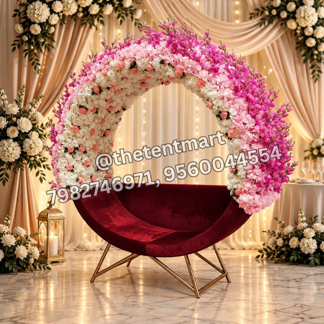 Round Selfie Point Sofa with Imported Artificial Flower Decoration, product code SEL-109