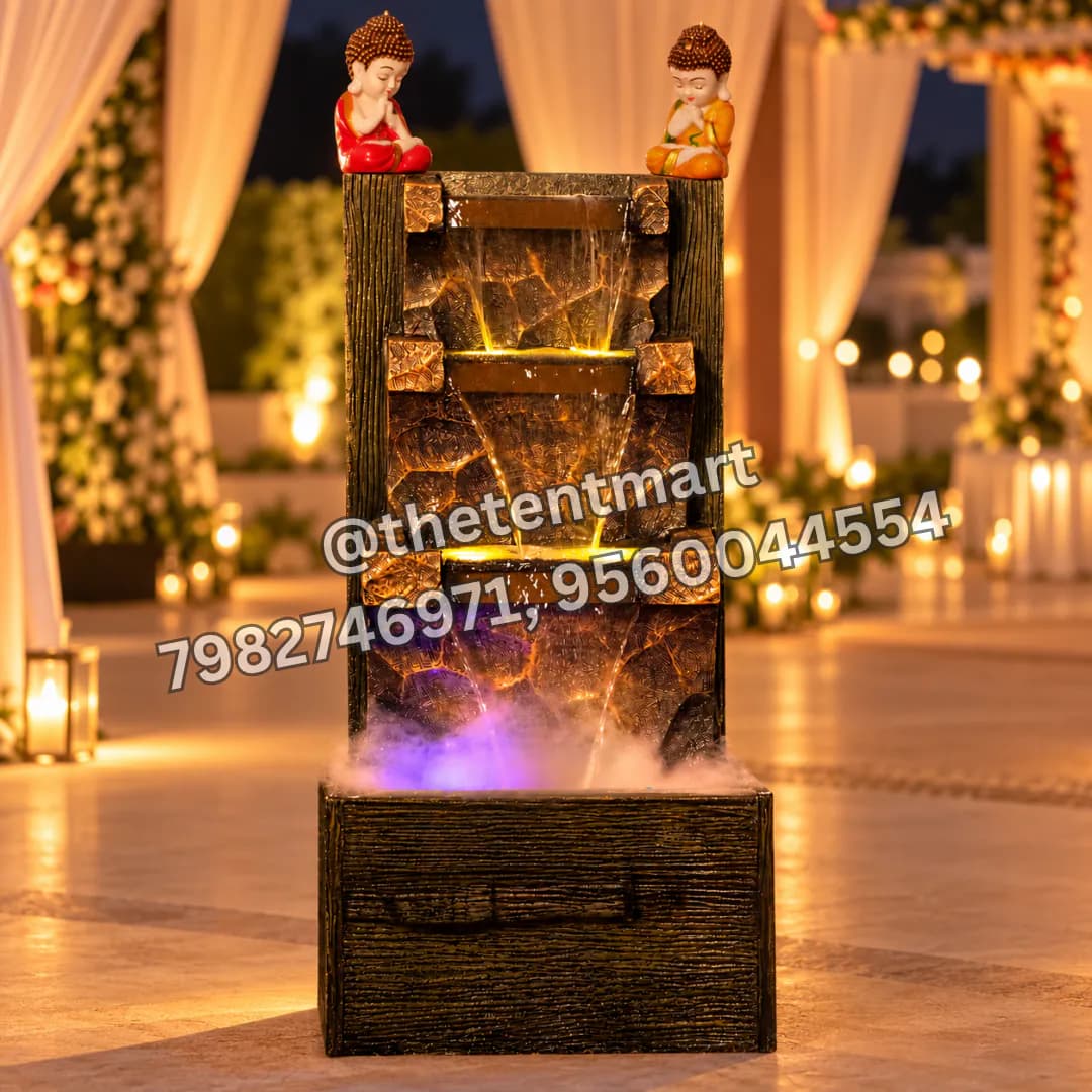 Brown 4-Tier Fiber Fountain with LED, product code FF-201