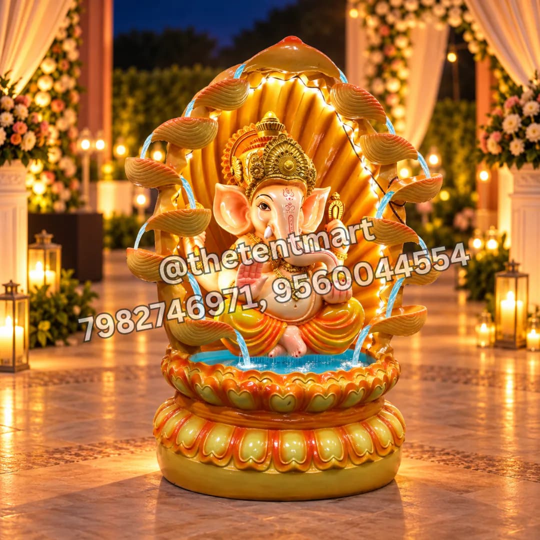 Ganesh Ji Design Multi-Tier Fiber Fountain for Tabletop Decoration, product code FF-218
