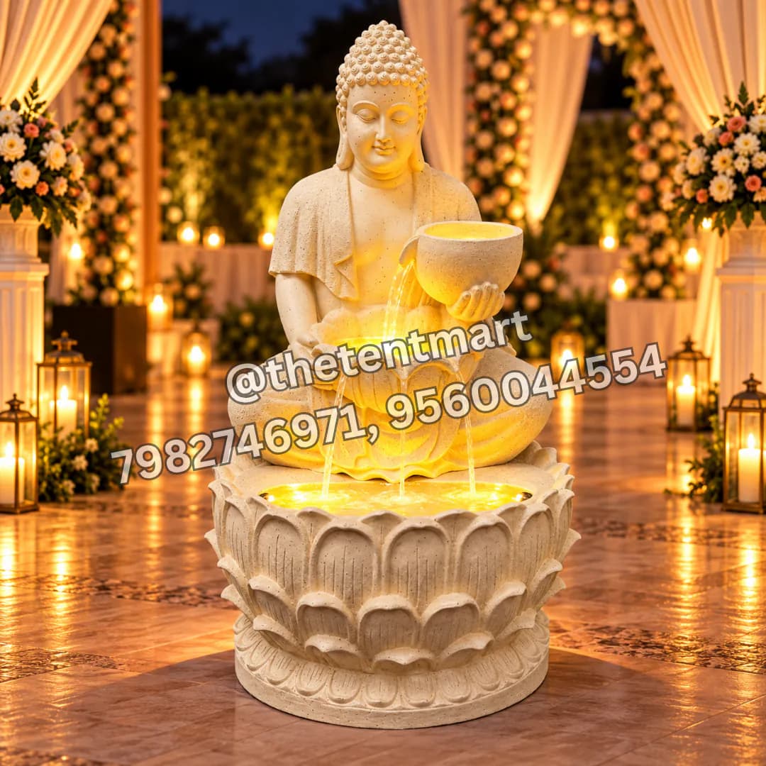 Golden Buddha Design Fiber Fountain with LED Lights, product code FF-224